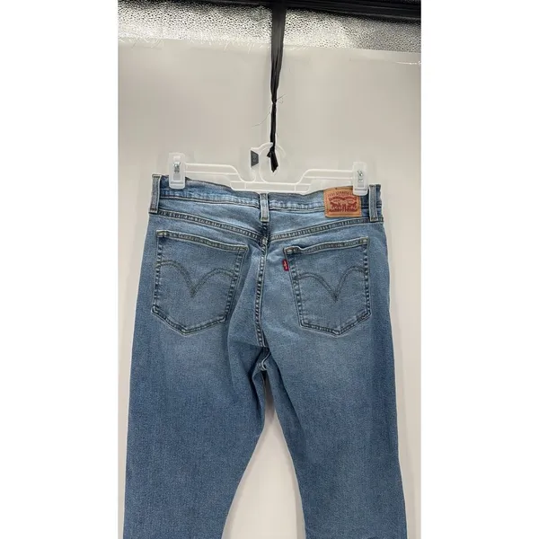 Levi’s wedgie straight raw hem distressed stretch jeans size 32 light wash - Image 6