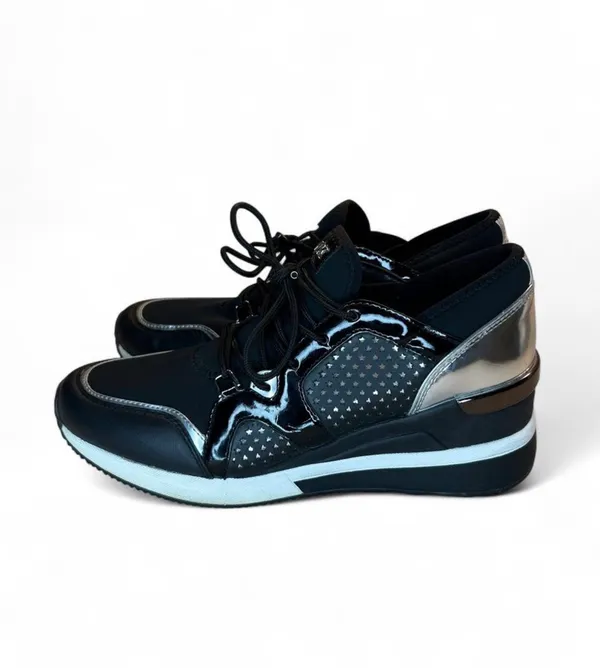 Michael Kors Women's Sneakers Black And  Silver Trainer  - Image 2