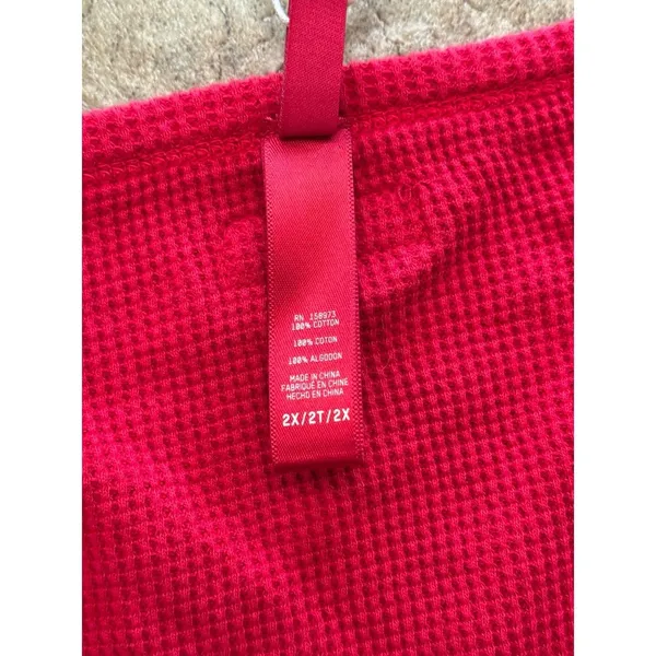 Skims Waffle Long Sleeve Henley Cranberry Size 2X - Image 10