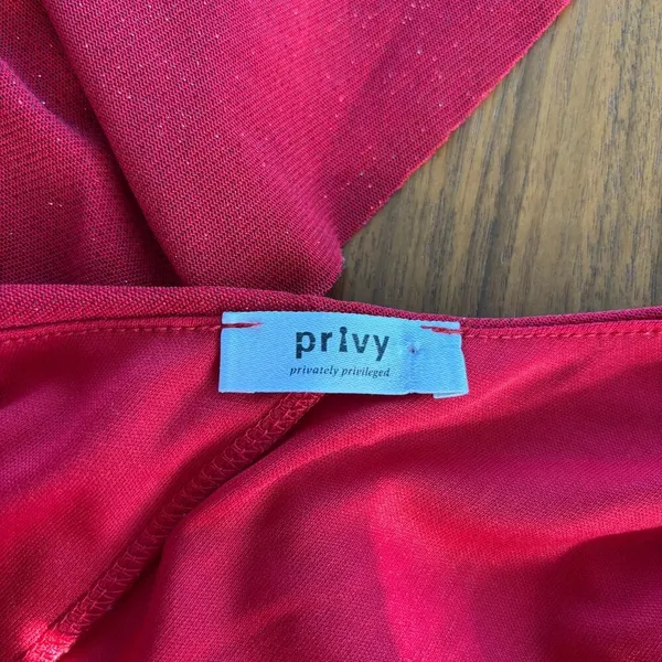Privy Red One Shoulder Dress M Y2K Romantic Shimmer Homecoming Sorority Rush‎ - Image 12