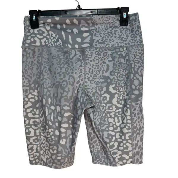 Athletic Works Leopard‎ Print Shorts Women Grey White Stretch Workout Gym Size L - Image 5