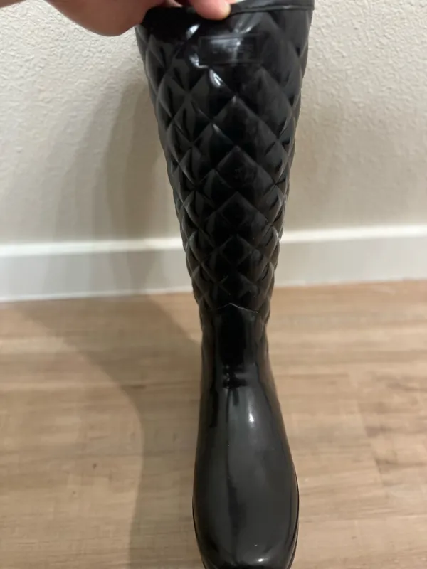 Black Quilted Hunter Rain Boots - Image 8