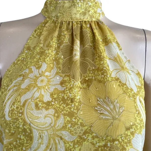 Cupcakes & Cashmere Yellow Floral Halter Top Size‎ XS XSmall Gold Yellow - Image 7