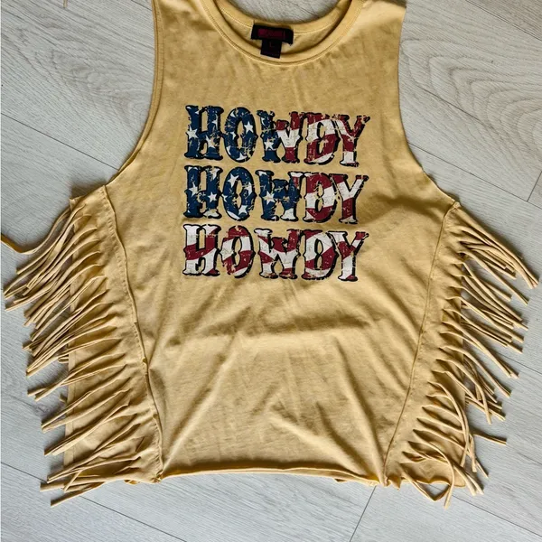 Rock and Roll Denim Women's Howdy Fringe Graphic Tank Size L - Image 4