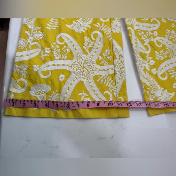 Anthropologie Yellow Wide Leg Pants with White Paisley - Image 9