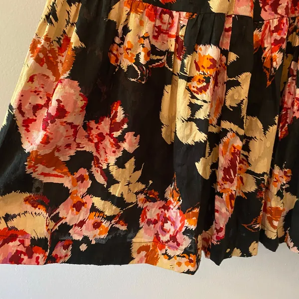 Anthropologie Black Pink Floral Blossom Maxi Dress Puff Sleeve Women's size XS - Image 5