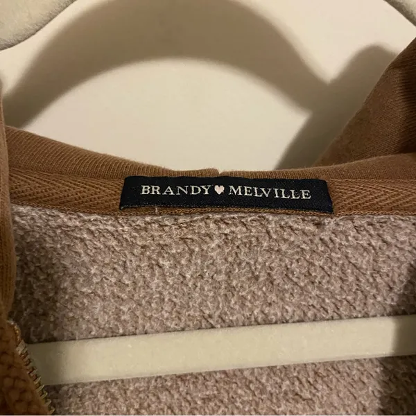Brandy Melville Brown Oversized Full Zip Hoodie - Image 5