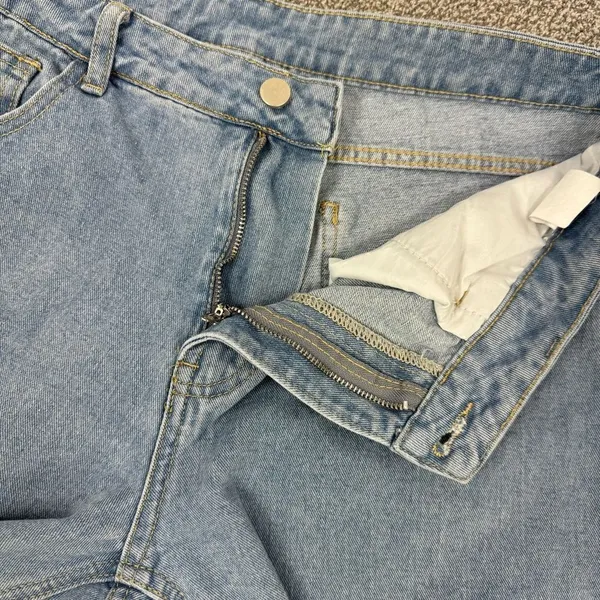 Q&J Jeans Patchwork Hearts Wide Leg High Rise‎ Jeans Large Boho Streetwear - Image 6