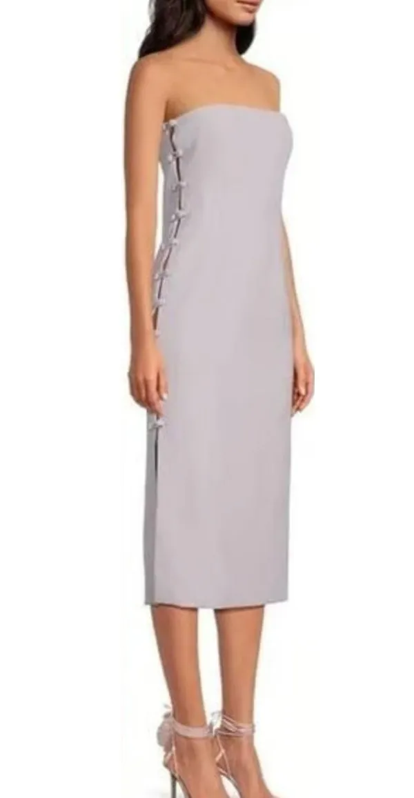 Gianni Bini Caelynn Bell Tori Dress Midi Crepe Side Cutout Light Ballet US 8 NWT - Image 3