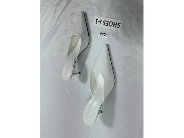 Womans New Slip On Stiletto Mules Eu 38 Us 8 White Pointed Toe - Image 2
