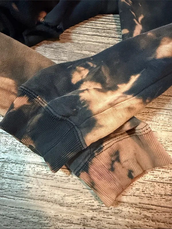 Nike Black & Orange Acid Wash Tie-Dye Cropped Sweatshirt - Image 5