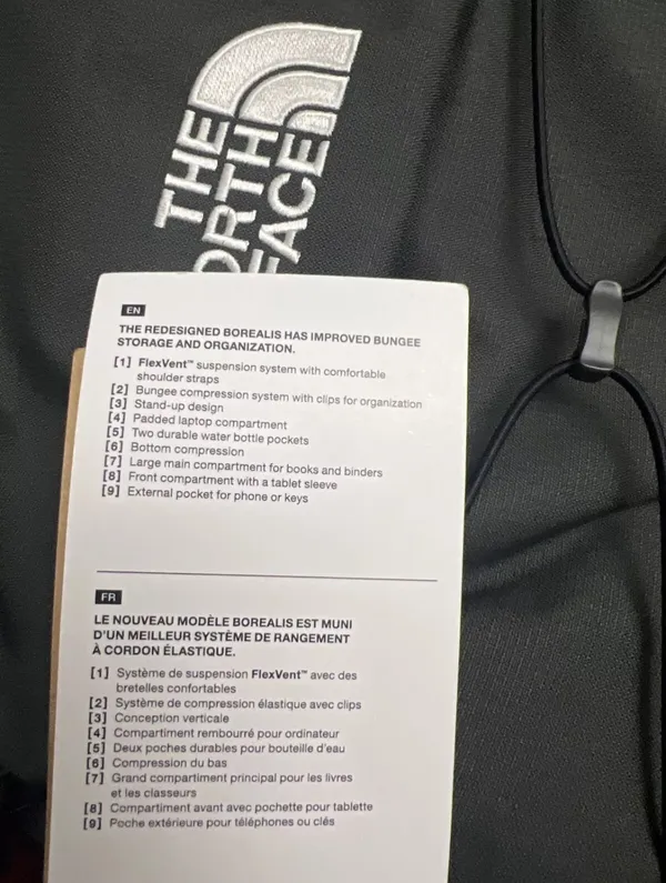 The North Face Borealis Laptop Backpack Asphalt Grey Light Heather/TNF Black New - Image 6