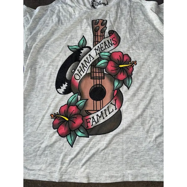 Disney Women's‎ "Ohana Means Family" Gary peek a boo shoulder tee size Large - Image 2