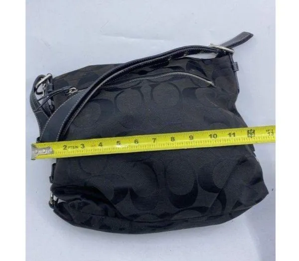 Coach Medium Tote Msrp Black Gray Jacquard Fabric - Image 4