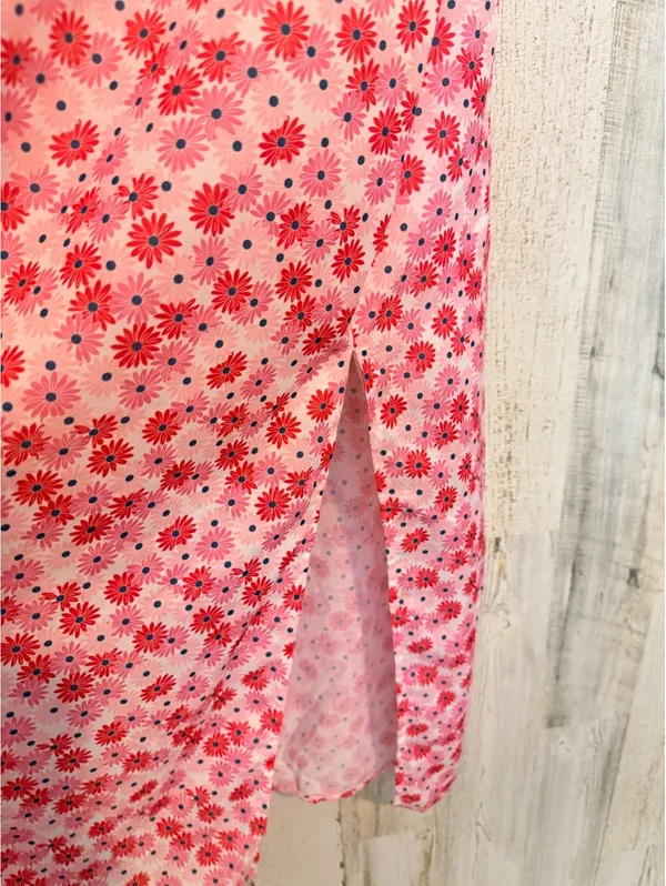 CIDER Women's Small Floral Spaghetti Strap V Neck Side Slit Midi Slip Dress - Image 5