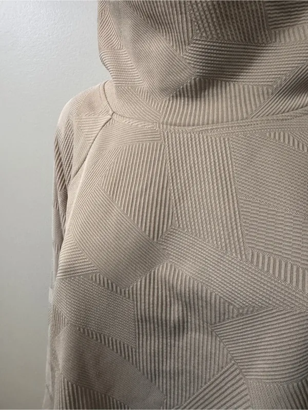 Rbx Funnel Neck Pullover Sweater Sweatshirt Oatmeal Tan Large Patterned - Image 2