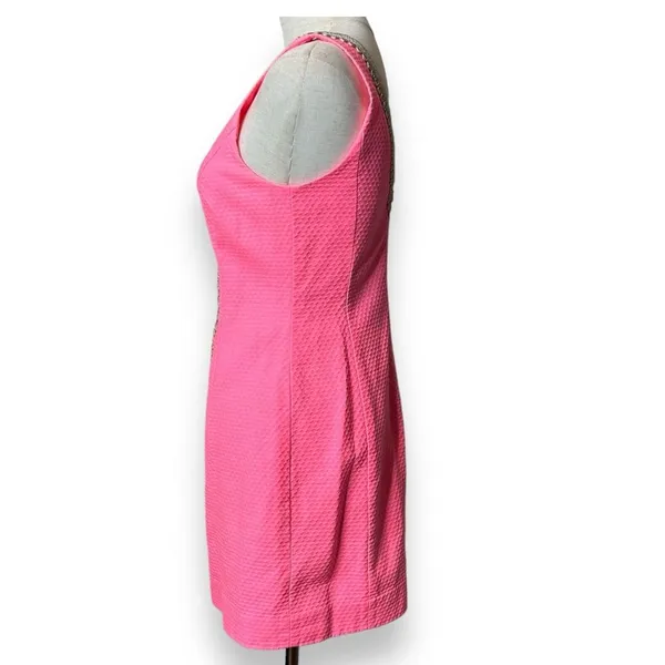 Lilly Pulitzer Junie Shift Dress Coral Reef‎ Hot Pink Gold Mini Size 0 - Image 2