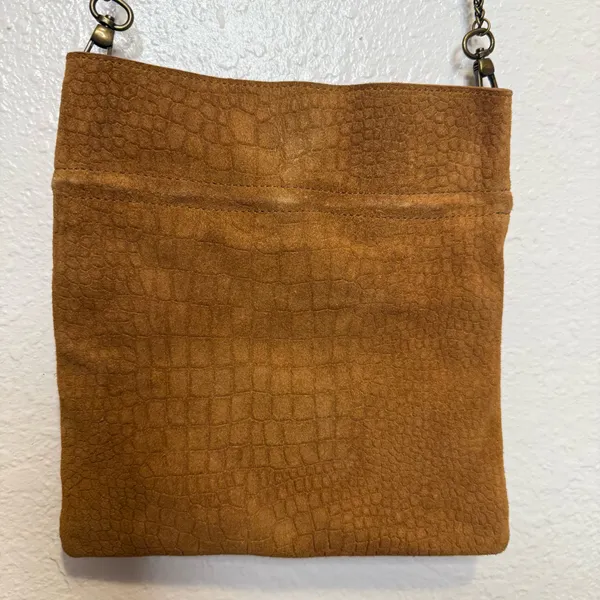 Free People Nicolette 100% Leather Crossbody Tan Croc Embossed Chain Strap - Image 4