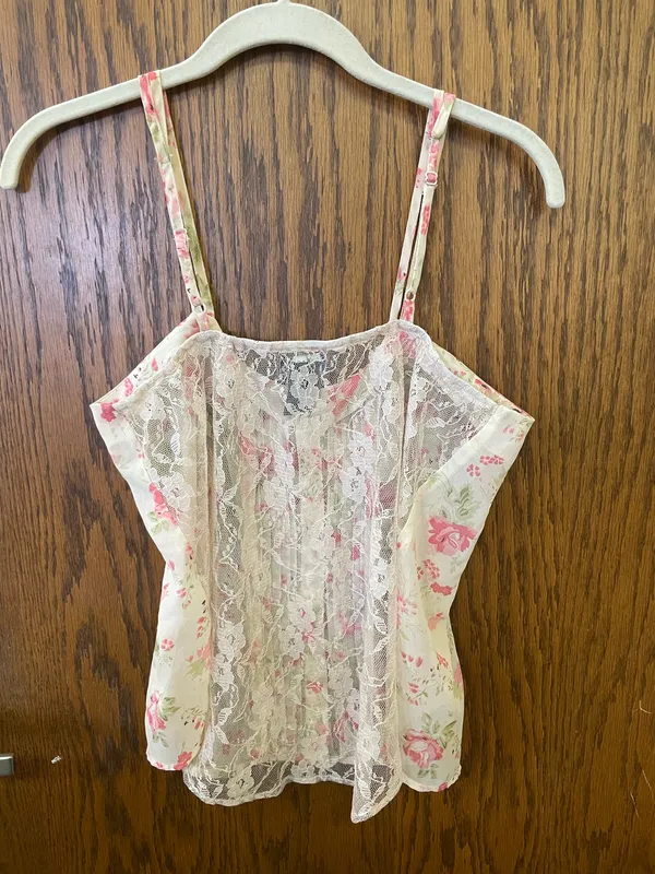 Wet Seal Floral Sheer Lace Tank Boho Hippie Beach Summer M - Image 8