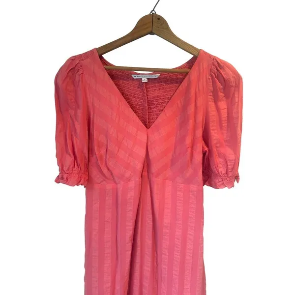 The Nines by HATCH Midi Dress Womens XS Pink Maternity Smocked Boho Cottage - Image 3