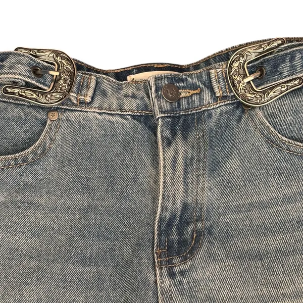 Austin Landing Denim Shorts Cutoff Frayed Western Filigree Buckle Boho Festival - Image 6
