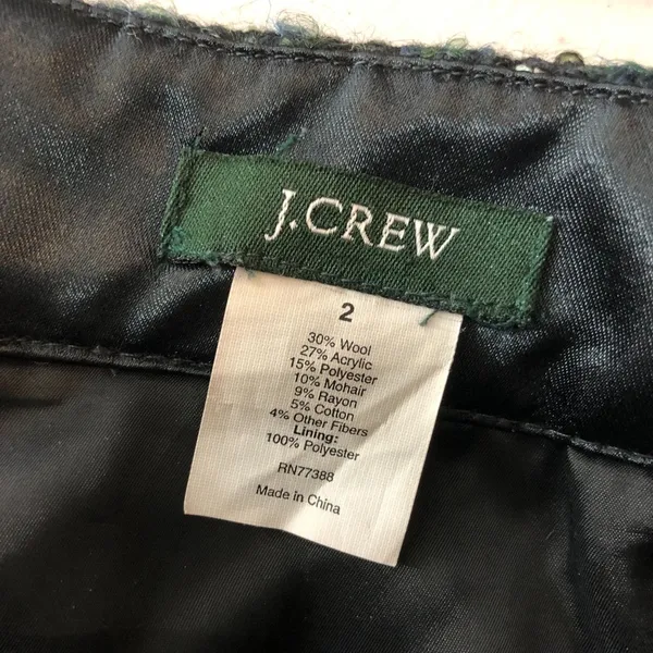 J Crew Tweed Pencil Skirt Back Slit Wool Blend Lined Green Purple 2 - Image 3
