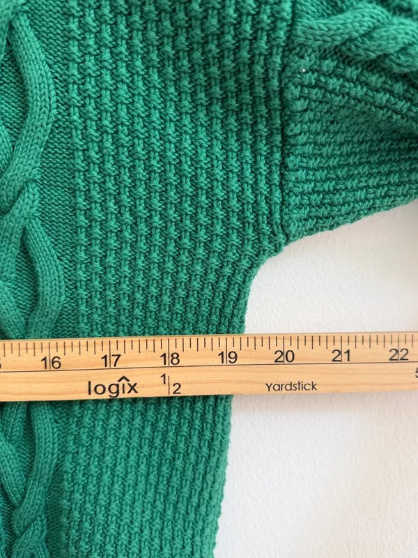 Aritzia Sunday Best Peggy Sweater Cable Knit V-Neck Size xxs xs small green - Image 7