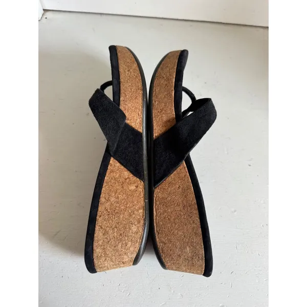 UGG‎ Brooks black suede cork wedge sandals Size 8 - Image 8