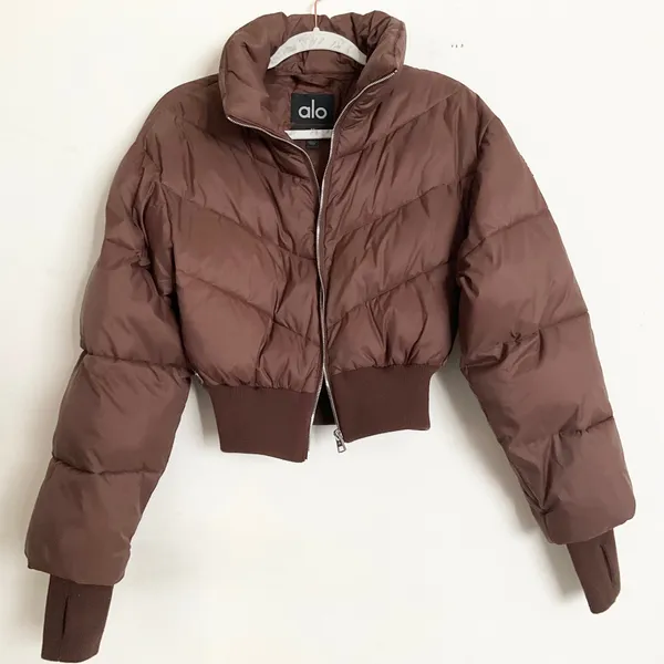 Alo Yoga Cropped Atmosphere Puffer Brownstone XS - Image 5