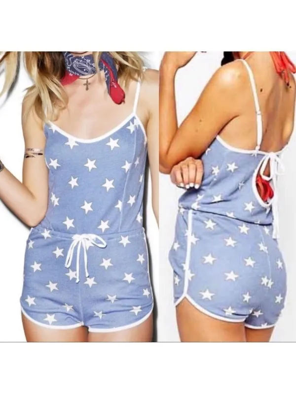 Wildfox Star Romper Shortie Blue Size S NWT - Image 2