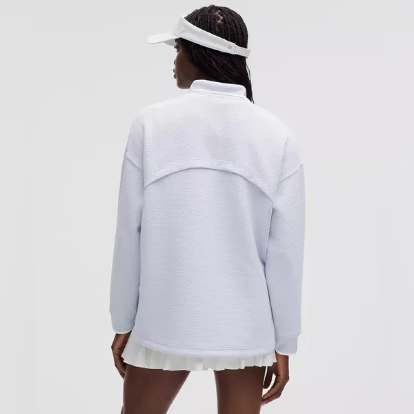 Lululemon Textured Long-Sleeve Polo Shirt Starch Blue White Athleisure Preppy - Image 2