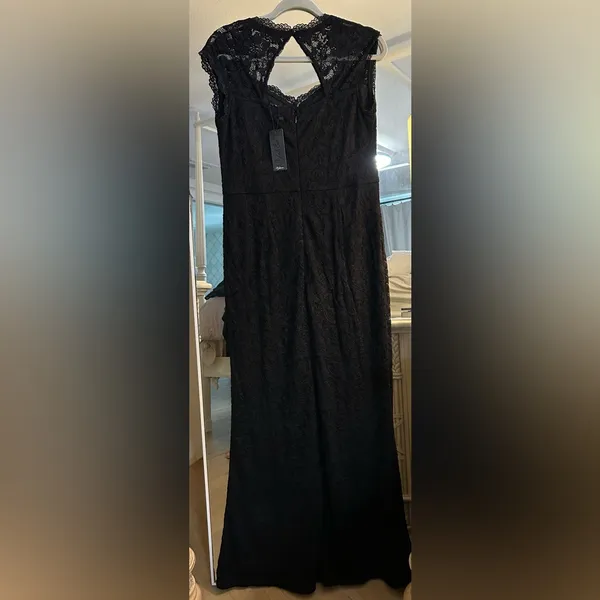 NEW Lace Sweetheart Neck Open Back Adjustable Slit Formal Gown Maxi Dress L - Image 6