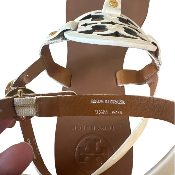 Tory‎ Burch Holly White Patent Double T Kitten Heel Slingback Sandals 9.5 - Image 7