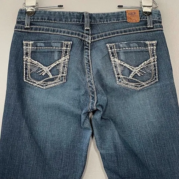 Buckle BKE Denim Kate Jeans Size 28X31.5 Whiskered Blue Western Bootcut Low Rise Y2K - Image 5