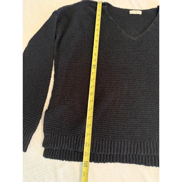 By Together Black V-Neck Cotton Blend Knit Sweater L4035 Womens‎ Medium - Image 4