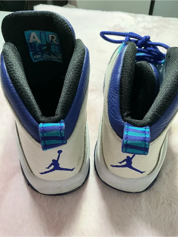 Jordan Kids White, Royal Blue & Teal High-Top Sneakers b78 - Image 4