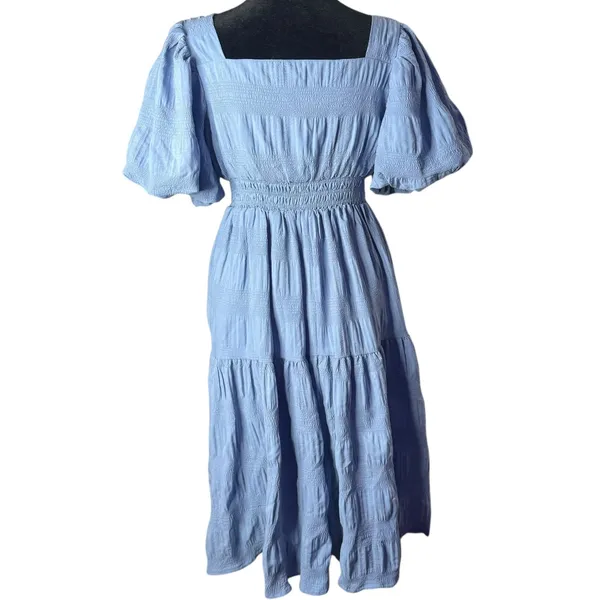 HYFVE Smocked Dress Puff Sleeve Tiered‎ Blue Size S Cottagecore Coastal Cowgirl - Image 3