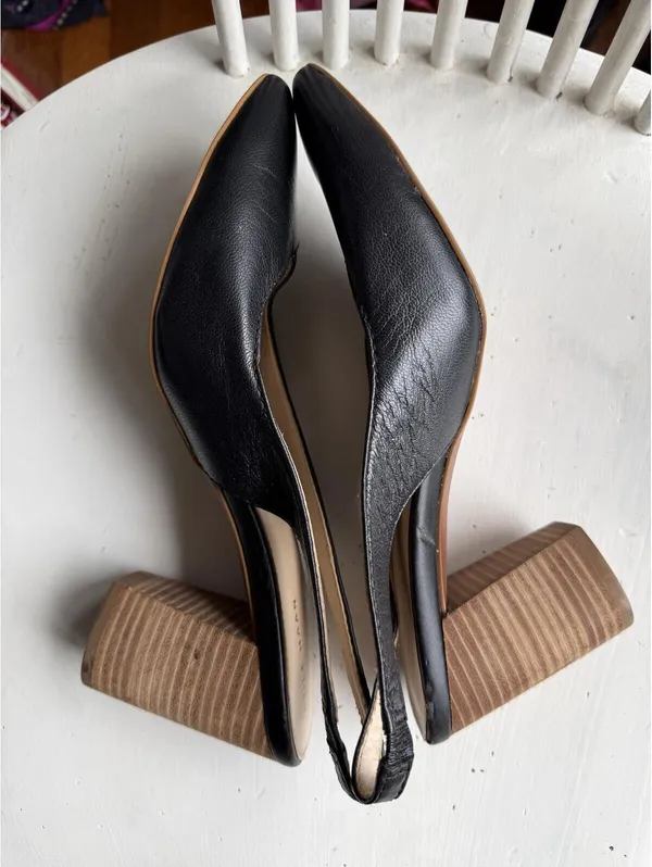 Cole Haan Black Leather Slingback Heels Size 8 B - Image 9