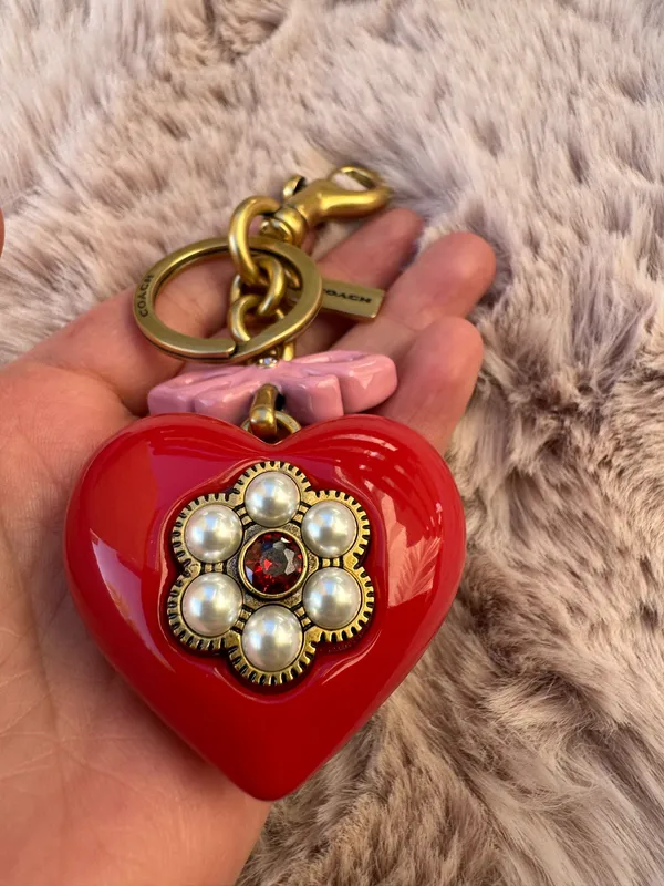 Coach Heart Bag Charm key charm red pink - Image 6
