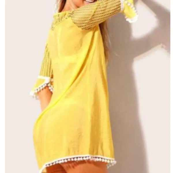 Vintage Inspired Beach Coverup Yellow Size L - Image 5
