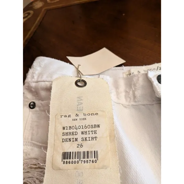 RAG & BONE White Norte Distressed Denim Skirt Size 26 - Image 9