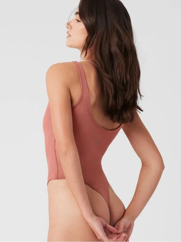 Alo Mesh Sheer Illusion Bodysuit - Soft Terracotta - Image 8