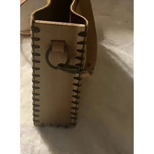 Suede And Wooden Crossbody Hand-Stitched Minimalist Western Boho Shoulder Bag - Image 3
