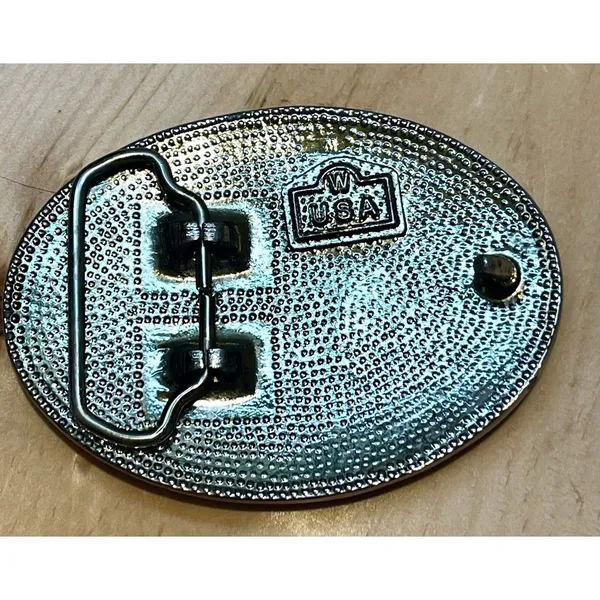 Vintage Eagle Belt Buckle Made In USA Mixed Metal Silver Gold Copper Oval - Image 8