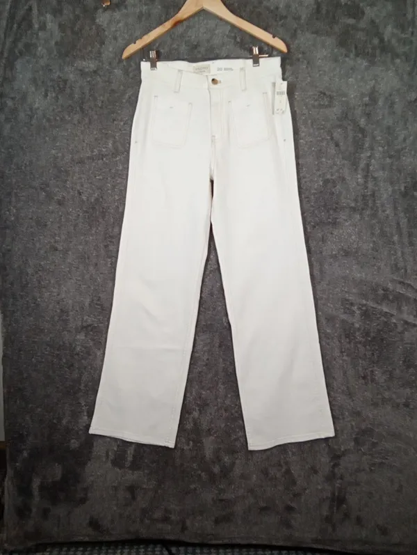 Pilcro Anthropologie Womens Size 28 Wide Leg White Jeans Stretch Coastal - Image 3