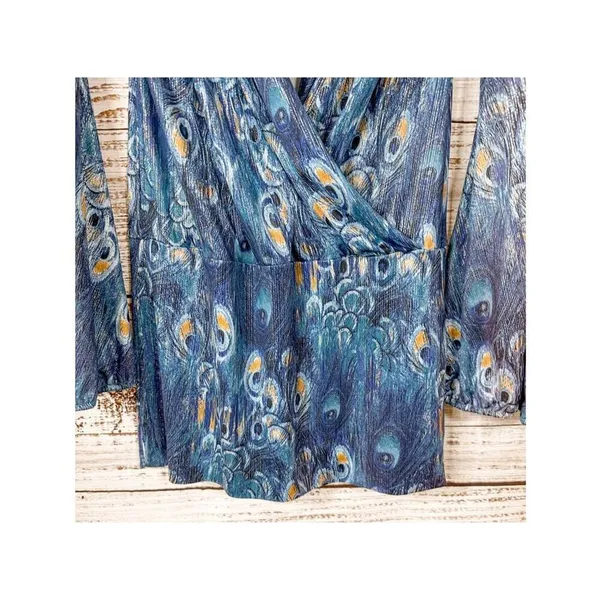 NWOT Savee Laguna Beach Women's Peacock Feather Mini Dress Multicolor Small - Image 4