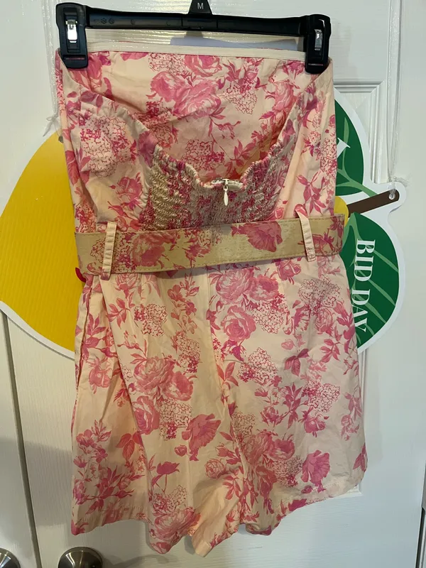 Pink Floral Romper Size L - Image 2