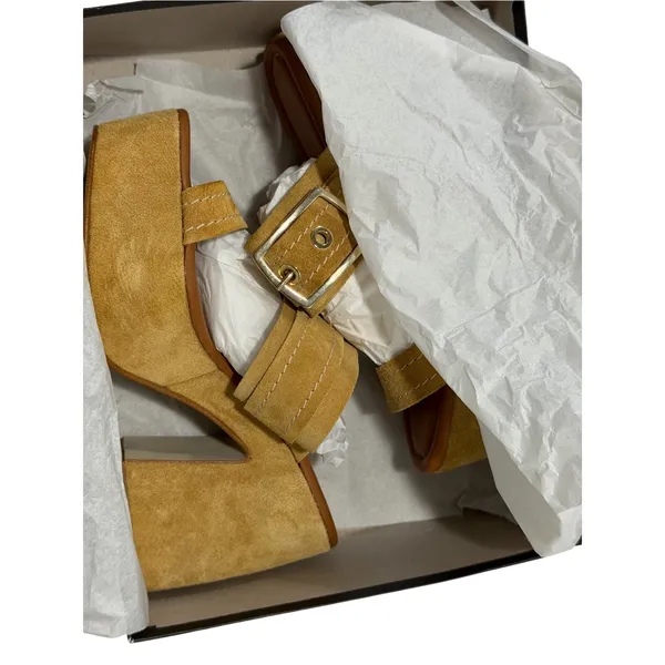Lottini Italy Biscotto Beige Leather Suede Platform Slide Sandals Gold Buckle 10 - Image 14