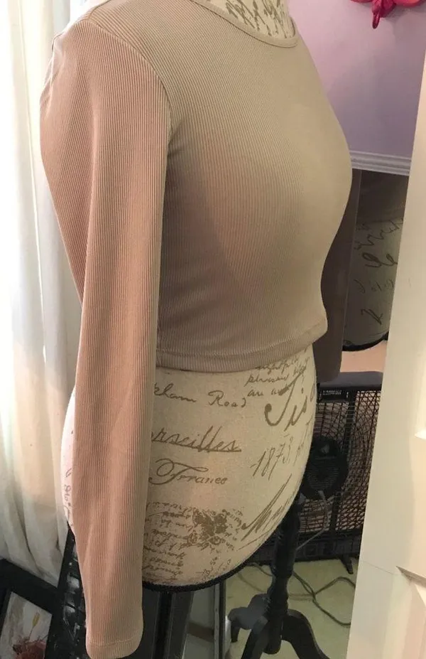 Forever21 Nude Long Sleeve Crop Top - Image 4