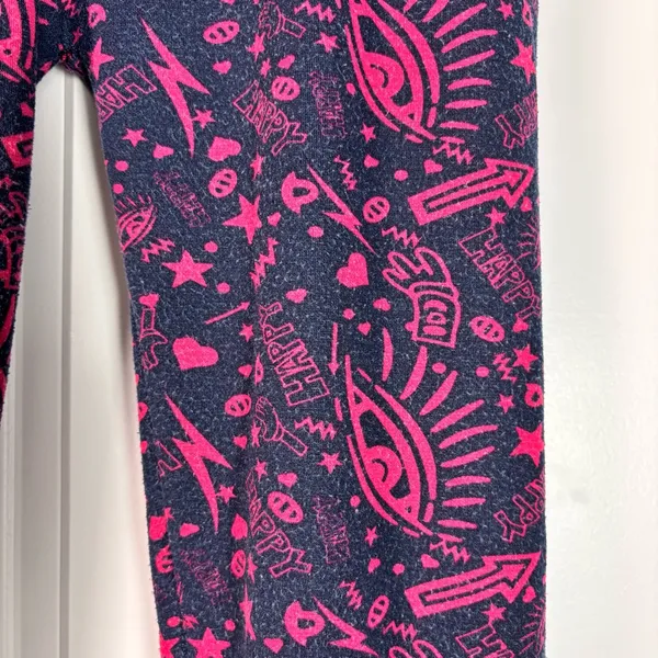 Indero black and pink patterned leggings with witchy or voodoo fleece Size M - Image 4